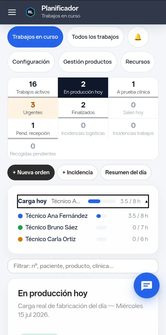 LabOS abierto en un teléfono móvil